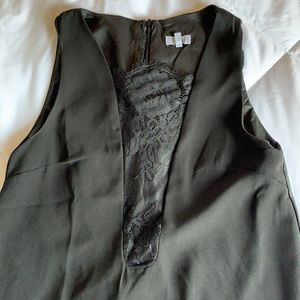 Tobi black tank mini dress with lace V neck